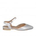 Woman's slingback pump in silver laminated leather with strap heel 1 - Available sizes:  32, 33, 34, 35, 42, 43, 44, 45, 46