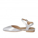 Woman's slingback pump in silver laminated leather with strap heel 1 - Available sizes:  32, 33, 34, 35, 42, 43, 44, 45, 46