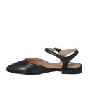 Chaussure ouverte au talon pour femmes en cuir noir avec courroie talon 1 - Pointures disponibles:  32, 33, 34, 35, 42, 43, 44, 45, 46