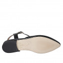 Zapato destalonado para mujer en piel negra con cinturon tacon 1 - Tallas disponibles:  32, 33, 34, 35, 42, 43, 44, 45, 46