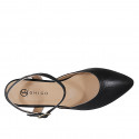 Zapato destalonado para mujer en piel negra con cinturon tacon 1 - Tallas disponibles:  32, 33, 34, 35, 42, 43, 44, 45, 46