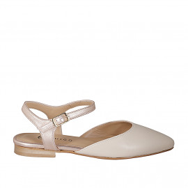 Woman's slingback pump in light pink leather and copper laminated leather with strap heel 1 - Available sizes:  32, 33, 34, 35, 42, 43, 44, 45, 46