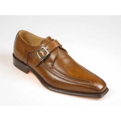 Men's elegant shoe with buckle in tan-colored leather - Available sizes:  50, 51