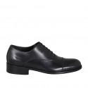 Chaussure richelieu à lacets pour hommes en cuir noir avec bout droit - Pointures disponibles:  36, 37, 38, 48, 49, 50, 51, 52