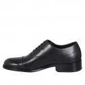 Men's laced Oxford shoe in black leather with captoe - Available sizes:  36, 37, 38, 48, 49, 50, 51, 52