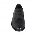 Men's laced Oxford shoe in black leather with captoe - Available sizes:  36, 37, 38, 48, 49, 50, 51, 52