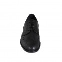 Men's laced derby shoe in black leather with Brogue pattern - Available sizes:  36, 37, 38, 46, 47, 48, 49, 50, 51, 52