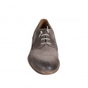 Men's laced derby shoe with Brogue decorations in taupe velour suede - Available sizes:  36, 37, 38, 46, 47, 48, 49, 50, 51, 52