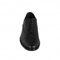 Men's laced Oxford shoe in black brush-off leather with captoe - Available sizes:  36, 37, 38, 46, 47, 48, 49, 50, 51, 52