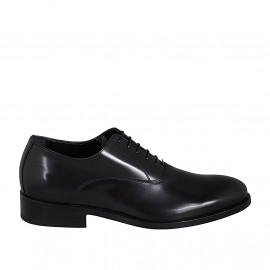 Zapato oxford elegante con cordones para hombre en piel cepillada negra - Tallas disponibles:  36, 37, 38, 46, 47, 48, 49, 50, 51, 52