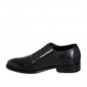 Men's elegant laced Oxford shoe in black brush-off leather - Available sizes:  36, 37, 38, 46, 47, 48, 49, 50, 51, 52