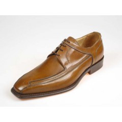 Men's elegant derby shoe with laces in tan-colored leather - Available sizes:  51