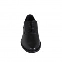 Men's elegant laced Oxford shoe in black brush-off leather - Available sizes:  36, 37, 38, 46, 47, 48, 49, 50, 51, 52