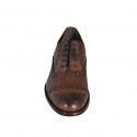 Men's laced Oxford shoe with Brogue captoe in cognac brown leather - Available sizes:  36, 37, 38, 46, 47, 48, 49, 50, 51, 52