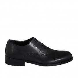 Chaussure richelieu élégant avec bout Brogue pour hommes en cuir noir - Pointures disponibles:  36, 37, 38, 46, 47, 48, 49, 50, 51, 52