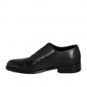 Men's laced Oxford shoe with Brogue captoe in black leather - Available sizes:  36, 37, 38, 46, 47, 48, 49, 50, 51, 52