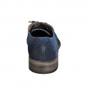 Men's laced derby shoe with Brogue decorations in blue velour suede - Available sizes:  37, 38, 46, 47, 48, 49, 50, 51, 52