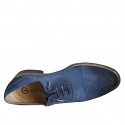 Men's laced derby shoe with Brogue decorations in blue velour suede - Available sizes:  37, 38, 46, 47, 48, 49, 50, 51, 52