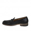 Men's loafer with accessory in black-colored leather - Available sizes:  36, 37, 38, 46, 47, 48, 49, 50, 51, 52