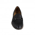 Men's loafer with accessory in black-colored leather - Available sizes:  36, 37, 38, 46, 47, 48, 49, 50, 51, 52