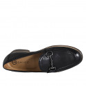 Men's loafer with accessory in black-colored leather - Available sizes:  36, 37, 38, 46, 47, 48, 49, 50, 51, 52