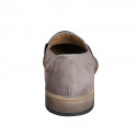 Men's loafer with accessory in taupe suede - Available sizes:  36, 37, 38, 46, 47, 48, 49, 50, 51, 52