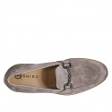 Men's loafer with accessory in taupe suede - Available sizes:  36, 37, 38, 46, 47, 48, 49, 50, 51, 52