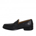 Man's elegant loafer in black-colored leather - Available sizes:  36, 37, 38, 46, 47, 48, 49, 50, 51, 52