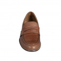 Man's elegant loafer in cognac brown leather - Available sizes:  36, 37, 38, 46, 47, 48, 49, 50, 51, 52