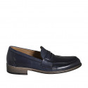 Man's elegant loafer in blue leather - Available sizes:  36, 37, 38, 46, 47, 48, 49, 50, 51, 52