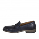 Man's elegant loafer in blue leather - Available sizes:  36, 37, 38, 46, 47, 48, 49, 50, 51, 52