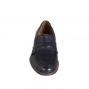 Man's elegant loafer in blue leather - Available sizes:  36, 37, 38, 46, 47, 48, 49, 50, 51, 52