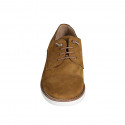 Laced men's sports shoe with captoe in cognac brown suede - Available sizes:  36, 37, 38, 46, 47, 48, 49, 50, 51