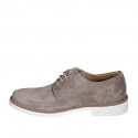 Scarpa derby stringata da uomo in camoscio color taupe - Misure disponibili: 36, 37, 38, 46, 47, 48, 49, 50, 51