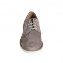 Scarpa derby stringata da uomo in camoscio color taupe - Misure disponibili: 36, 37, 38, 46, 47, 48, 49, 50, 51