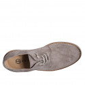 Scarpa derby stringata da uomo in camoscio color taupe - Misure disponibili: 36, 37, 38, 46, 47, 48, 49, 50, 51