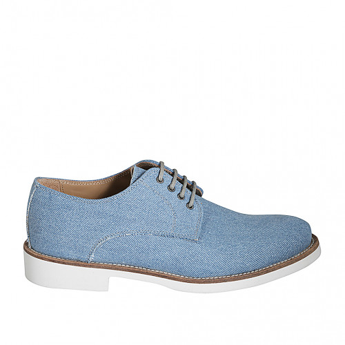 Laced men's casual shoe in light blue...