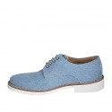 Laced men's casual shoe in light blue denim fabric - Available sizes:  36, 37, 38, 46, 48, 49, 50, 51