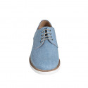 Laced men's casual shoe in light blue denim fabric - Available sizes:  36, 37, 38, 46, 48, 49, 50, 51