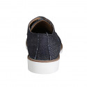 Laced men's casual shoe in dark blue denim fabric - Available sizes:  36, 37, 38, 46, 47, 48, 49, 50, 51