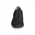 Laced men's casual shoe in dark blue denim fabric - Available sizes:  36, 37, 38, 46, 47, 48, 49, 50, 51