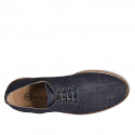 Laced men's casual shoe in dark blue denim fabric - Available sizes:  36, 37, 38, 46, 47, 48, 49, 50, 51