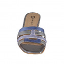 Woman's mules in silver, blue and wisteria laminated leather heel 2 - Available sizes:  32, 33, 34, 35, 42, 43, 44, 45, 46