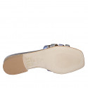 Sabot da donna in pelle laminata argento, blu e glicine tacco 2 - Misure disponibili: 32, 33, 34, 35, 42, 43, 44, 45, 46