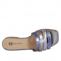 Sabot da donna in pelle laminata argento, blu e glicine tacco 2 - Misure disponibili: 32, 33, 34, 35, 42, 43, 44, 45, 46