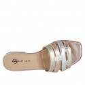 Woman's mules in platinum, silver and copper laminated leather heel 2 - Available sizes:  32, 33, 34, 35, 42, 43, 44, 45, 46