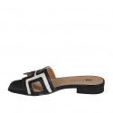 Sabo para mujer en piel negra y rafia color crema tacon 2 - Tallas disponibles:  33, 34, 35, 42, 43, 44, 45, 46