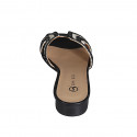 Sabo para mujer en piel negra y rafia color crema tacon 2 - Tallas disponibles:  33, 34, 35, 42, 43, 44, 45, 46