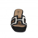 Sabot da donna in pelle nera e rafia color crema tacco 2 - Misure disponibili: 33, 34, 35, 42, 43, 44, 45, 46