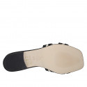 Sabo para mujer en piel negra y rafia color crema tacon 2 - Tallas disponibles:  33, 34, 35, 42, 43, 44, 45, 46